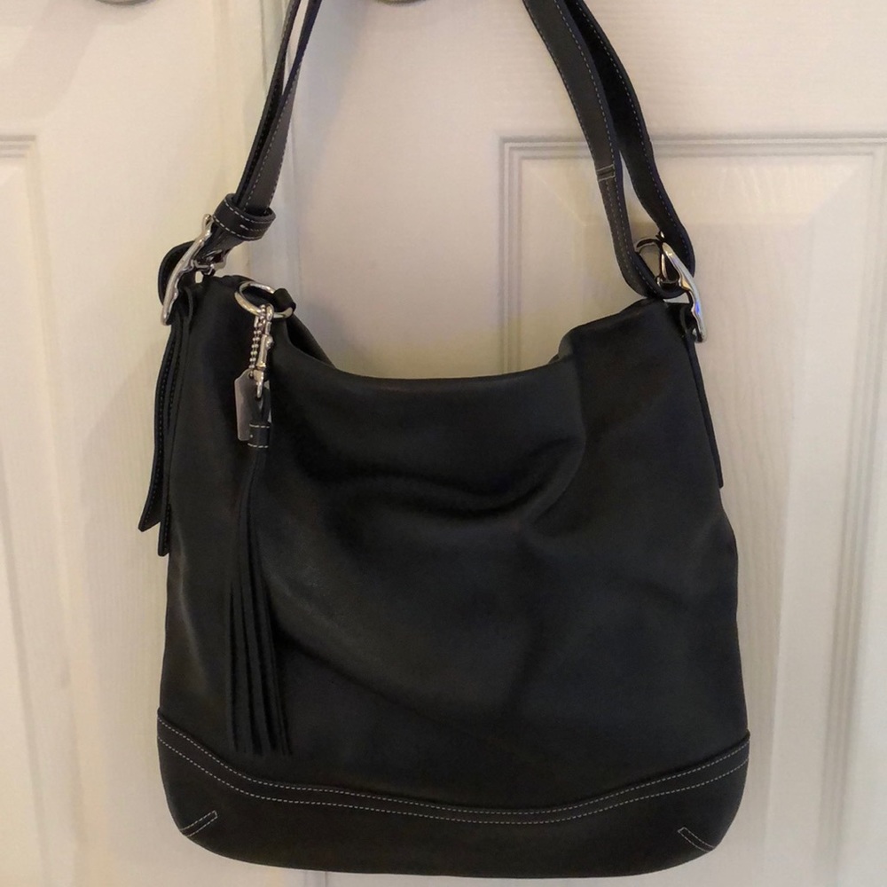 Coach black leather handbag